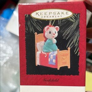 Hallmark Keepsake Ornament - Godchild Mouse in Bed Dated 1996